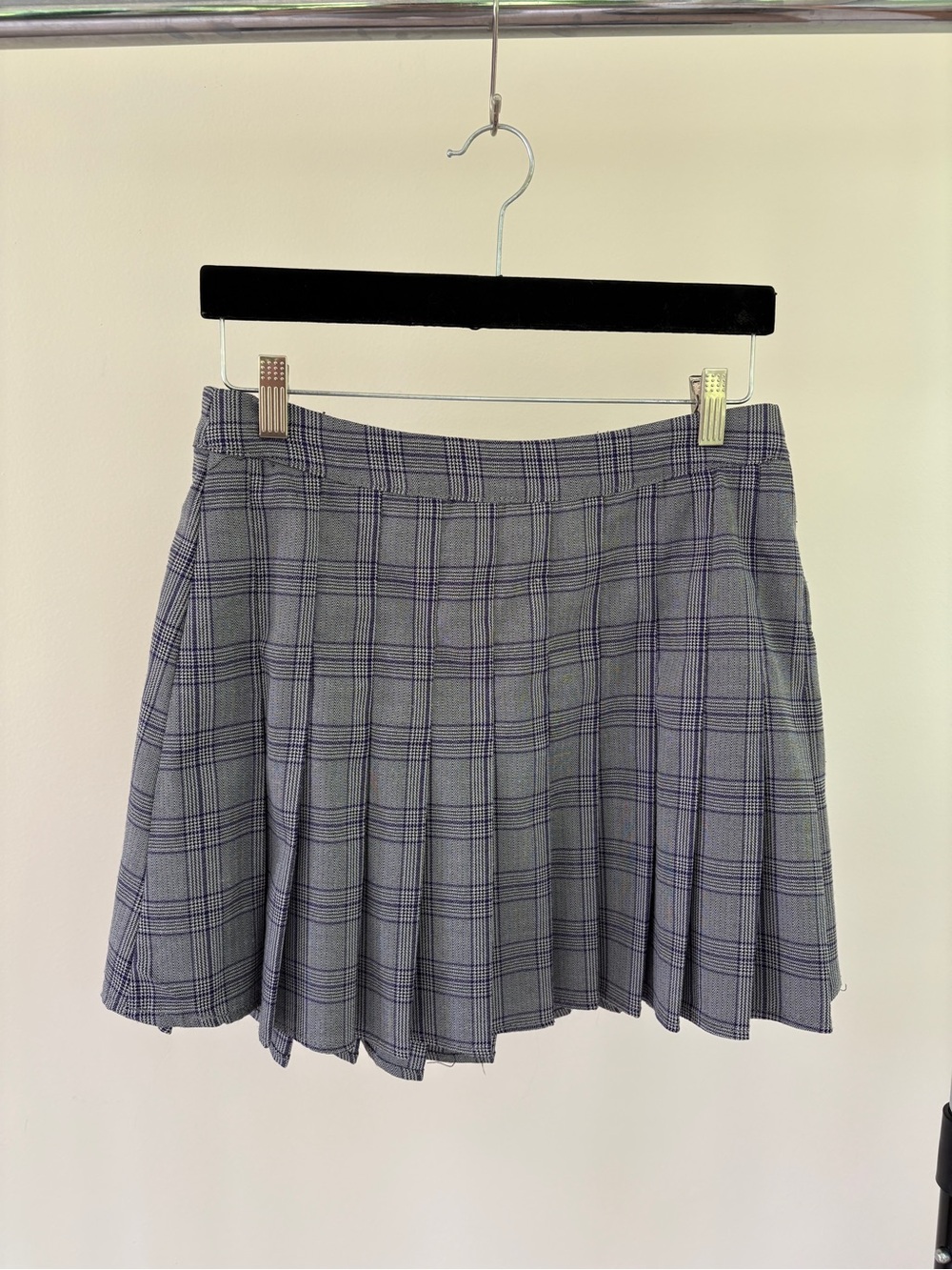 Gray Plaid Pleated Mini Skirt Size 7